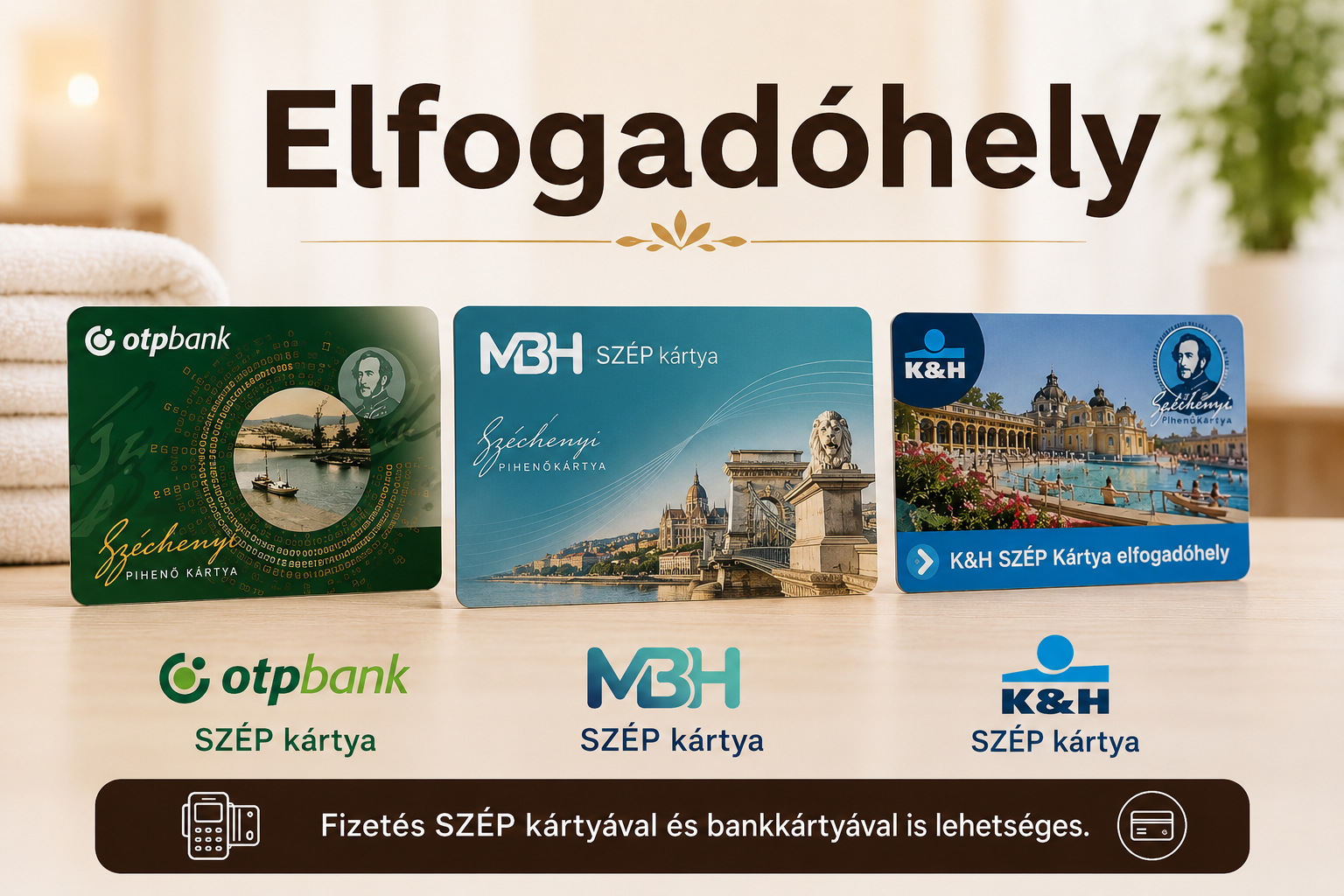 SZÉP kártya elfogadóhely – OTP, MBH és K&H SZÉP kártya, valamint bankkártyás fizetés is lehetséges